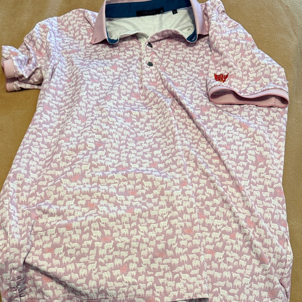 Greyson Luxury Golf Pink Wolf/Sheep Pattern Polo - Lulu Country Club